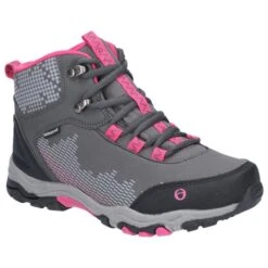 Cotswold Children's Ducklington Lace Up Waterproof Hiking Boots - Grey/Pink