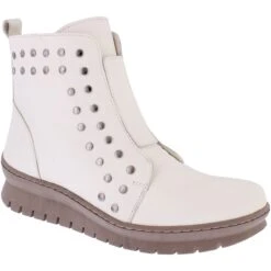 Adesso Women's Addison Studded Boots - Winter White -ridebedford shop addison winter white stud boot 3