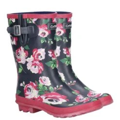 Cotswold Women's Paxfords Mid Calf Wellington Boots - Black/Flower -ridebedford shop cotswold paxford black flower 1