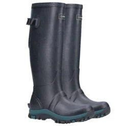 Cotswold Women's Realm Adjustable Wellington Boots - Navy/Teal -ridebedford shop cotswold realm navy teal 1