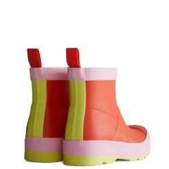Hunter Children's Big Kids Play Wellington Boots - Red Tang/ Pink Fizz/ Zesty Yellow -ridebedford shop jft6097rma rzy