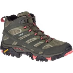 Merrell Women’s Moab 2 Gore-Tex Mid Walking Boots – Beluga/Olive -ridebedford shop lds moab 2 mid gtx beluga olive 7