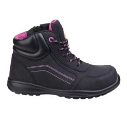 Amblers Women's AS601 Lydia Composite Safety Boots - Black/Pink -ridebedford shop lydia ladies 2 1