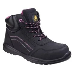 Amblers Women's AS601 Lydia Composite Safety Boots - Black/Pink -ridebedford shop lydia ladies boot 1