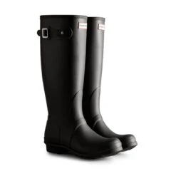Hunter Women's Tri-Colour Logo Backstrap Tall Wellington Boots - Black