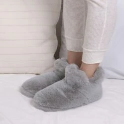 Totes Women's Faux Fur Slipper Boots - Grey